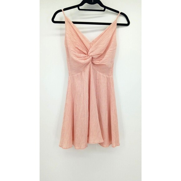 Abercrombie & Fitch Dresses & Skirts - Ballet Blush Pink Twist Front Crinkle Textured Mini Dress XS Coquette Feminine